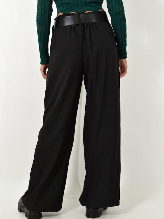 Potre Women's High-waisted Fabric Trousers Black