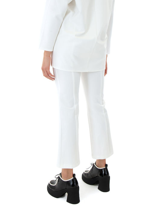 MY T Pants Women My T Wearables Women's High-waisted Fabric Trousers in Slim Fit Ecru (off-white)