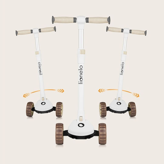 Lionelo Kids Scooter Foldable Franky 3-Wheel with Seat for 12 Months Beige