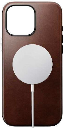 Nomad Modern Horween Back Cover Metallic 0.75mm with Strap Brown (iPhone 16 Pro Max)