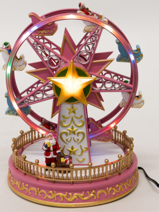 Eurolamp Weihnachts- Dekorative Darstellung Rosa mit Batterie mit Musik und Bewegung 23.5x18x18cm