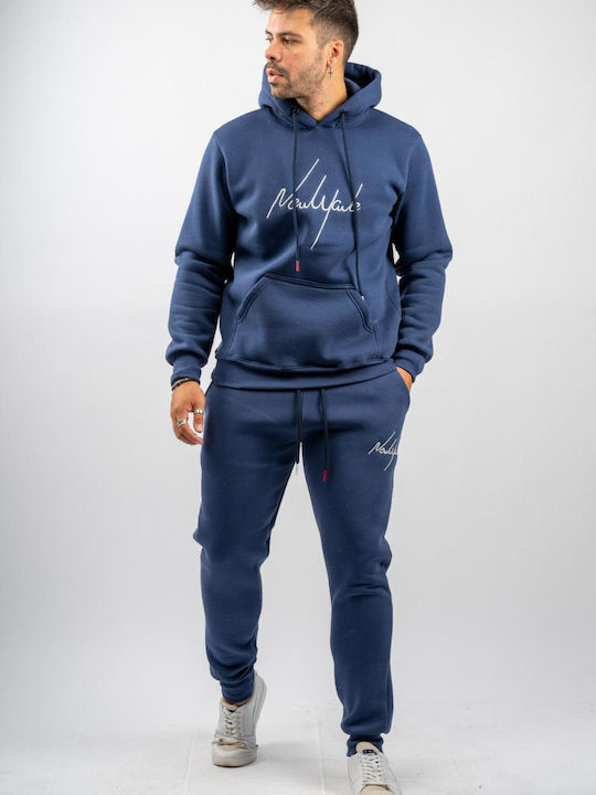 New Wave Men's Sweatshirt with Hood Blue