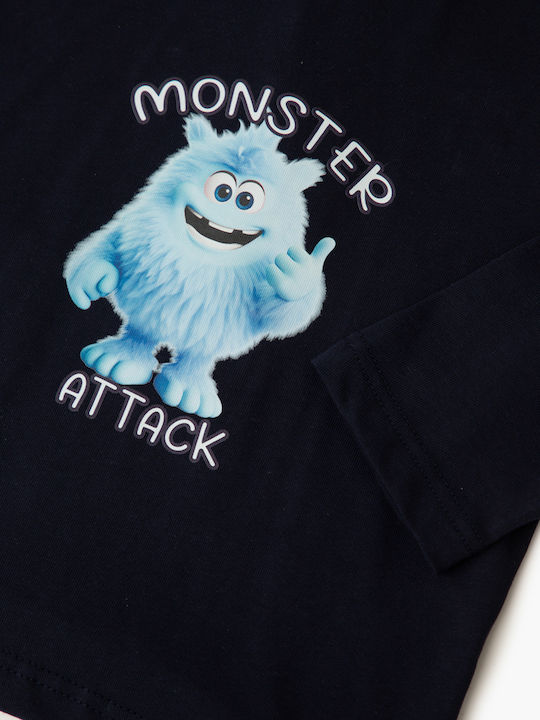 Minerva Kinder Schlafanzug Winterlich Blue Marine Monster