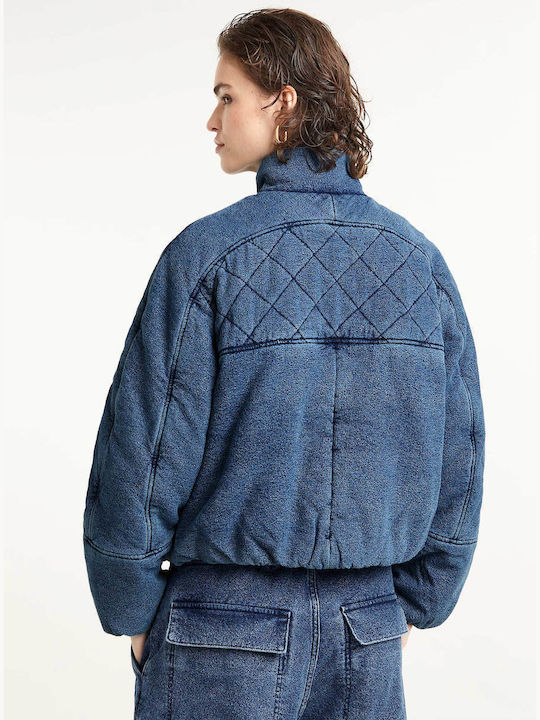 G-Star Raw Scurt Jachetă de femei Puffer pentru iarnă Indigo Denim