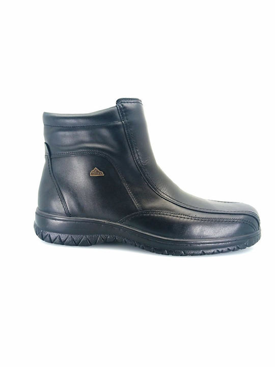 Boxer Men's Leather Boots with Zipper Black