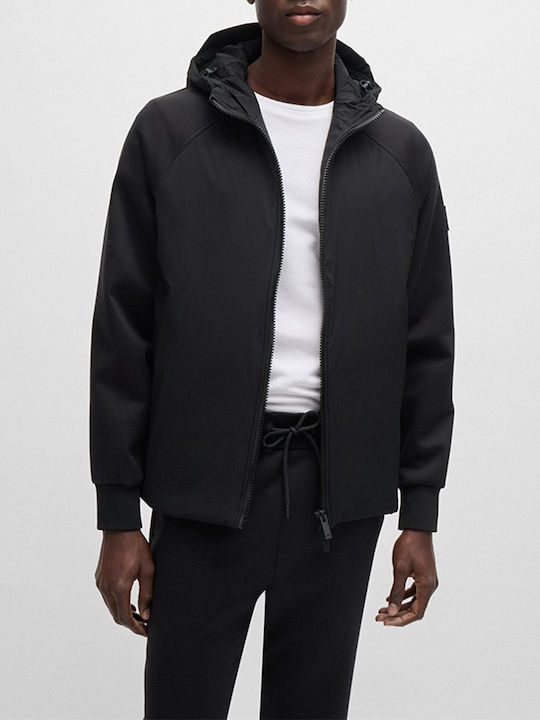 Hugo Boss Men's Sweatshirt Jacket with Hood Black