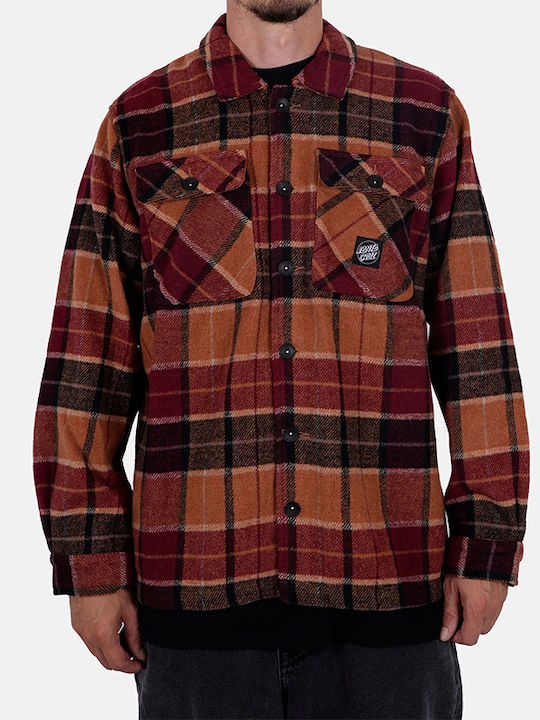 Santa Cruz Men's Shirt Long Sleeve Checked Orange