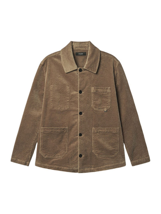 Long Sleeve Corduroy Overshirt In Regular Fit Sand