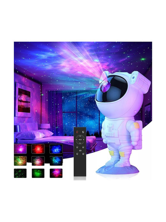 Led Παιδικό Φωτιστικό Projector με Προβολή Αστεριών Λευκό