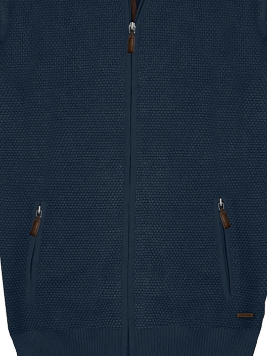 Double Men's Knitted Cardigan BLUE