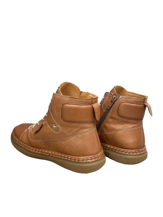Leder Stiefeletten Damen Tabac Braun