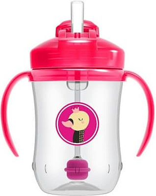 Dr. Brown's Baby & Kleinkind Becher mit Griffen und Strohhalm aus Kunststoff Rosa 1Stück 270ml für 6m+m+