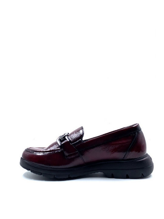 Fluchos Patent Leather Women's Moccasins in Burgundy Color