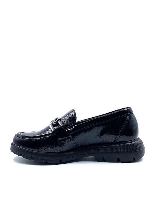 Lackleder Damen Mokassins in Schwarz Farbe