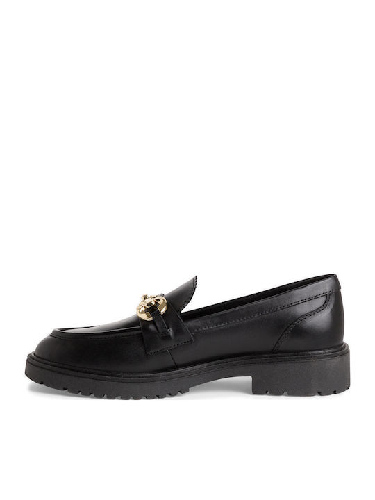 Leather Women's Moccasins in Black Color