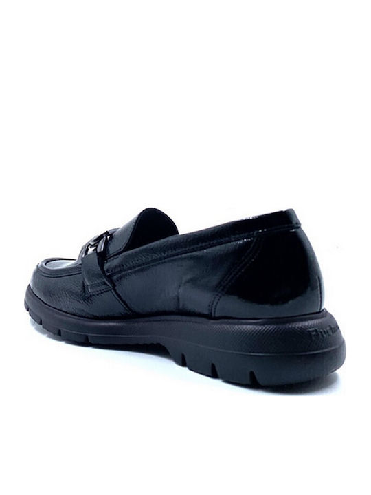 Lackleder Damen Mokassins in Schwarz Farbe