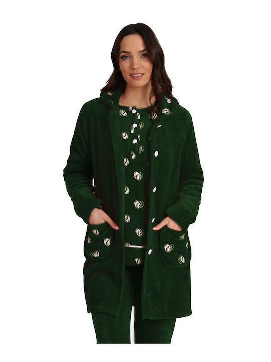 Lydia Creations Winter Women's Fleece Robe Green