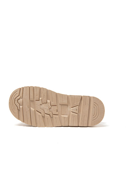 Women's Slippers with Beige Fur