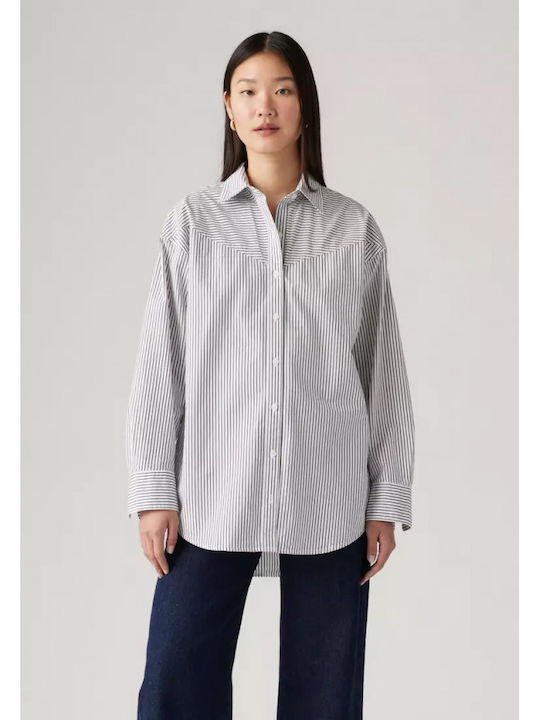 Levi's Women's Striped Long Sleeve Shirt White