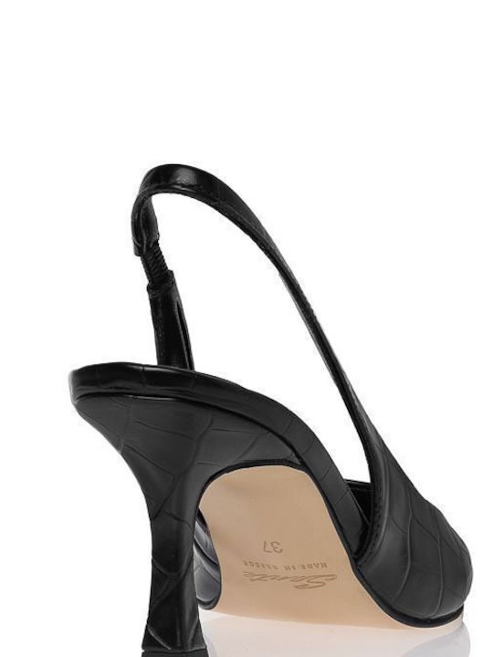 Sante Leather Black Medium Heels