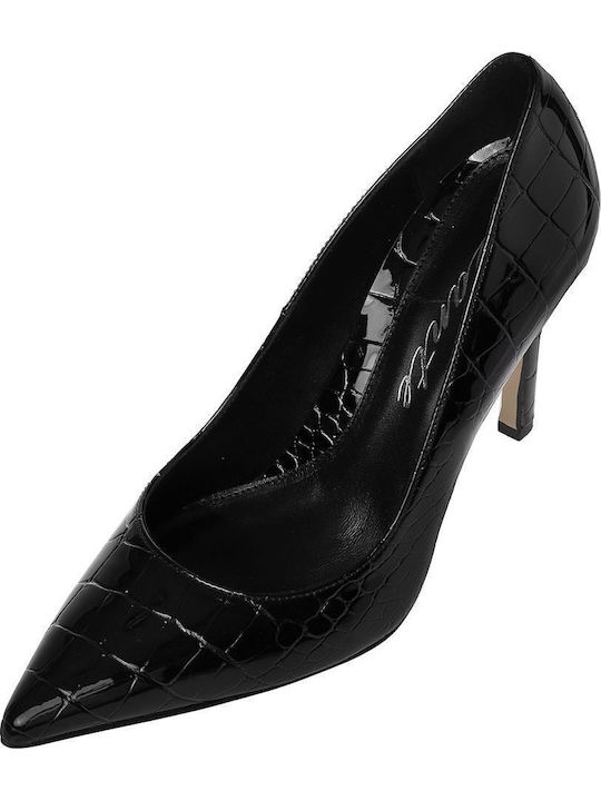 Synthetic Leather Black High Heels