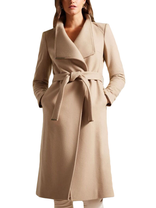 Ted Baker Women's Wool Midi Coat with Belt Camel