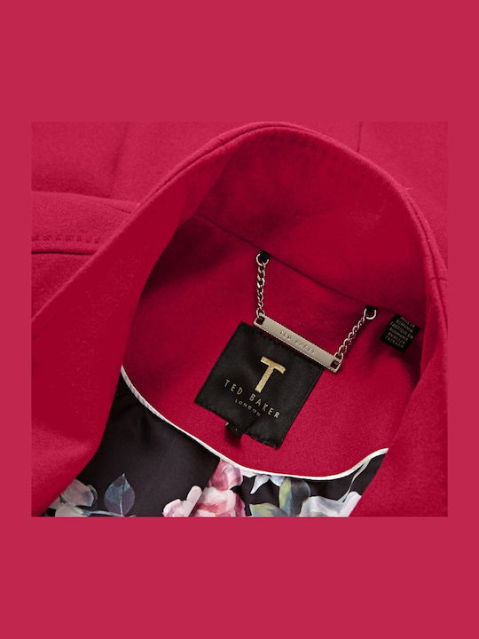 Wool Women's Red Coat with Belt
