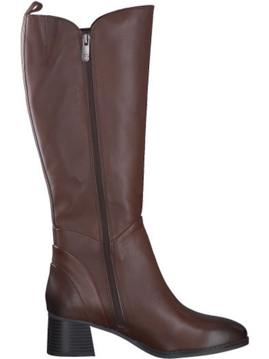 Marco Tozzi Anatomic Leather Women's Boots with Zipper Brown