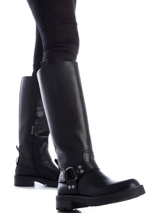 Xti Synthetic Leather Women's Boots with Zipper Black