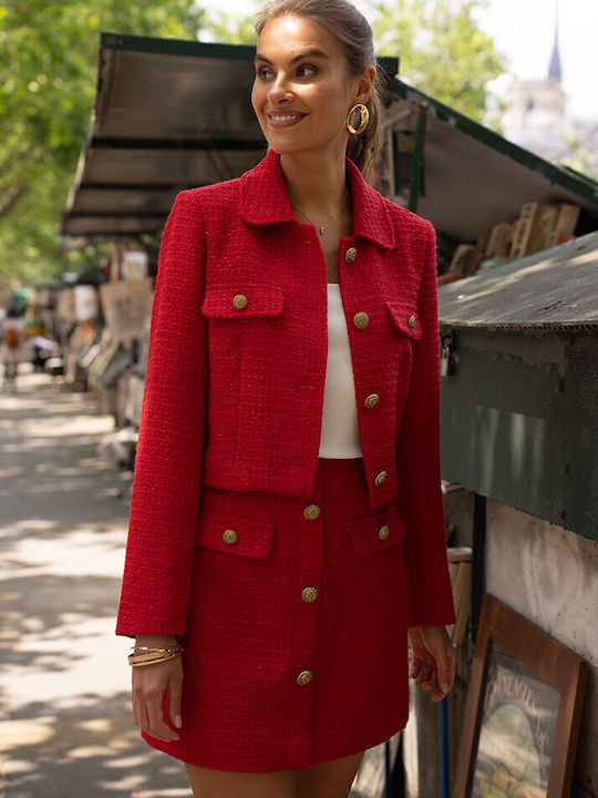 Cuca Short Women's Tweed Blazer RED