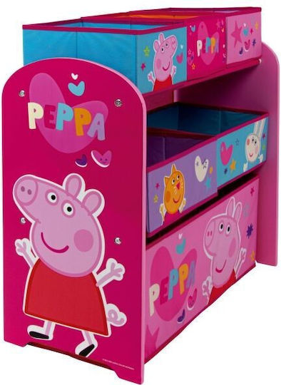 Sistem de Depozitare Jucării din Lemn Peppa Pig Roz 66.5x30x67cm 7buc