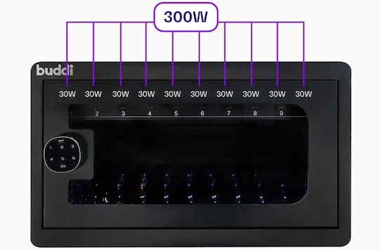 Buddi с 10 USB-A порта и 10 USB-C порта 300W Черен (Locker за Кινητών)