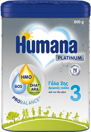 Humana Мляко на Прах Platinum 3 за 12m++ Месеца 800гр