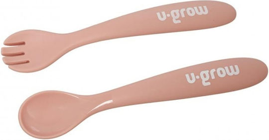 U-Grow Σετ Φαγητού από Σιλικόνη Ροζ 5τμχ