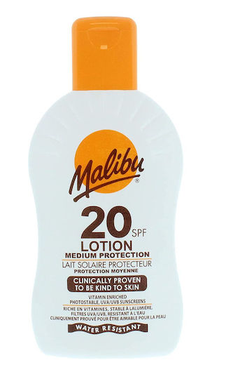 Malibu Αδιάβροχη Αντηλιακή Λοσιόν SPF20 2x200ml