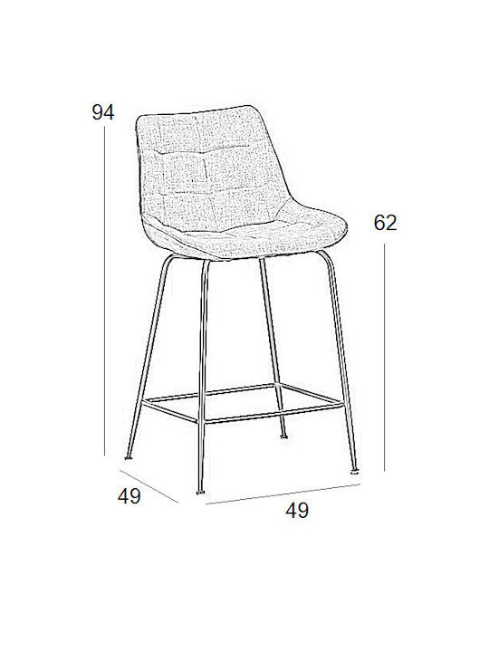 Stool Bar with Backrest Upholstered with Fabric Ermina Grey 4pcs 49x49x62cm