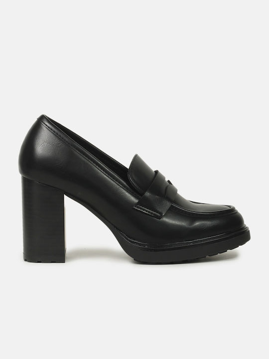 InShoes Leather Women's Loafers in Black Color