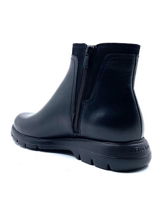 Leder Stiefeletten Damen Schwarz