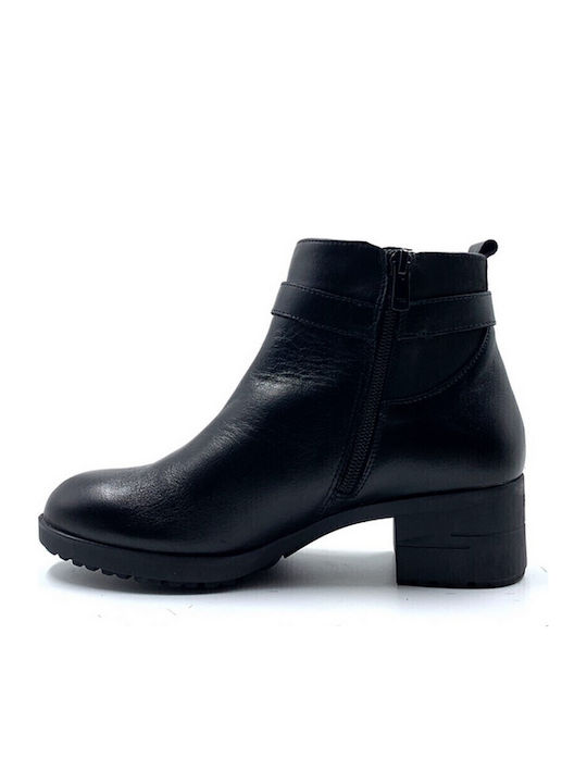 Leder Stiefeletten Damen Schwarz