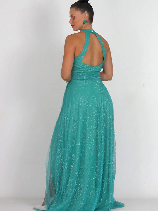 Bellino Maxi Dress with Slit Green