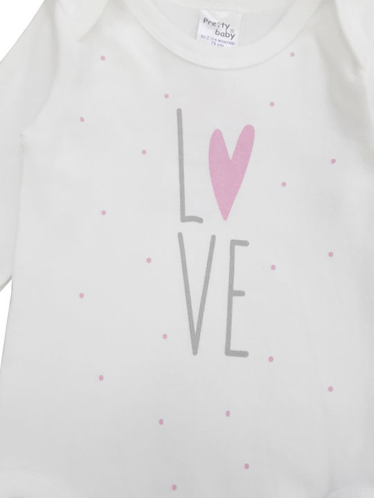 Pretty Baby Baby Bodysuit Underwear Long-Sleeved Love White