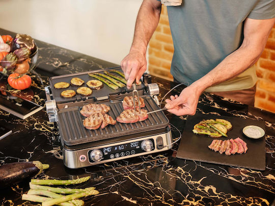 Braun Multigrill 9 Pro Настолна Електрическа Скара с Гладка и Релефна Плоча 2200W с Капак и Регулируем Термостат 37x23см