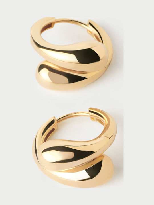 Kritsimis Earrings Hoops made of Silver Gold Plated with Stones
