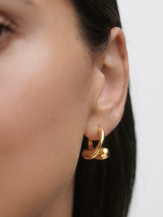 Kritsimis Earrings Hoops made of Silver Gold Plated with Stones