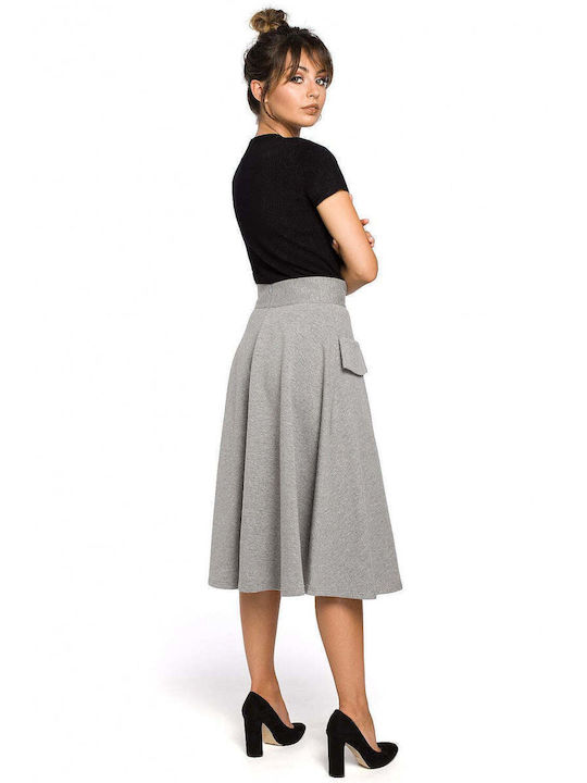 BeWear B046 High Waist Women's Cloche Skirt Gray