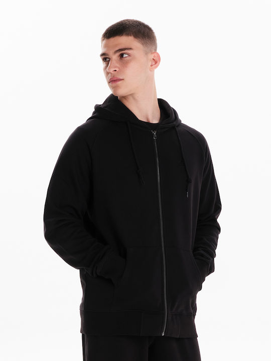 Emerson Men's Sweatshirt Jacket with Hood and Pockets Black