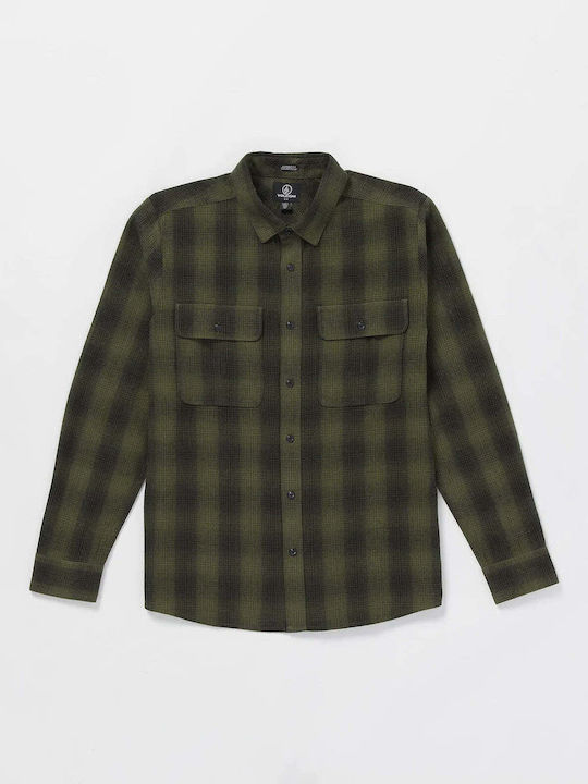 Volcom Men's Shirt Long Sleeve Flannel Checked Wintermoss