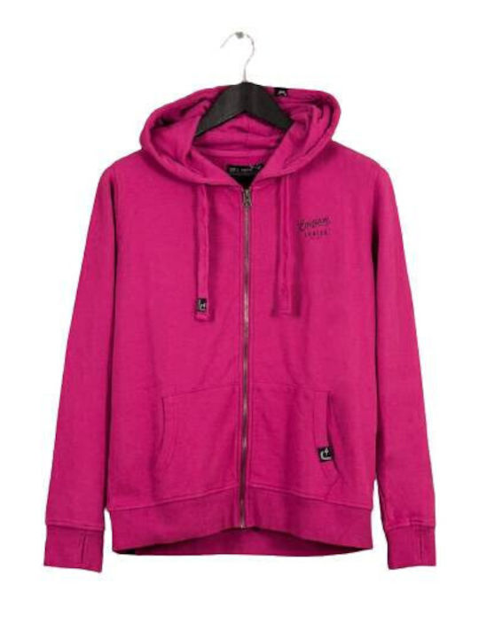 Γυναικεία Ζακέτα Φούτερ με Κουκούλα FUCHSIA