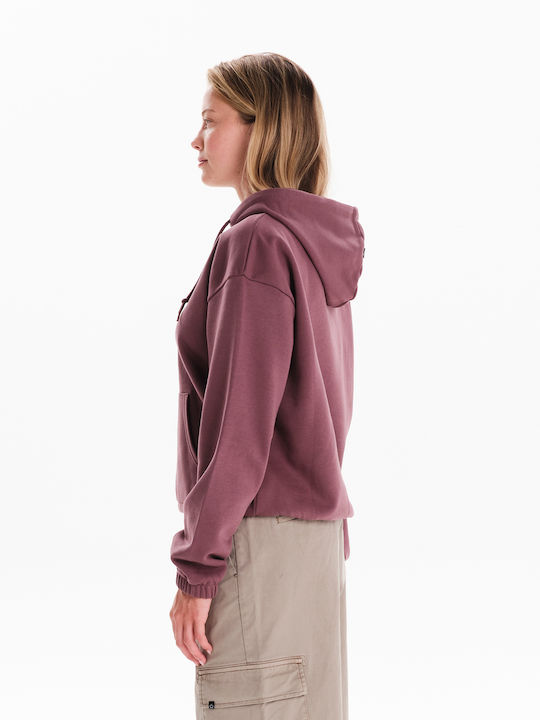 Cropped Women's Sweatshirt Hooded Purple