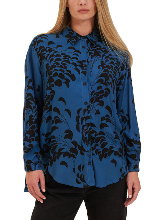 Namaste Women's Long Sleeve Shirt Black-Blue